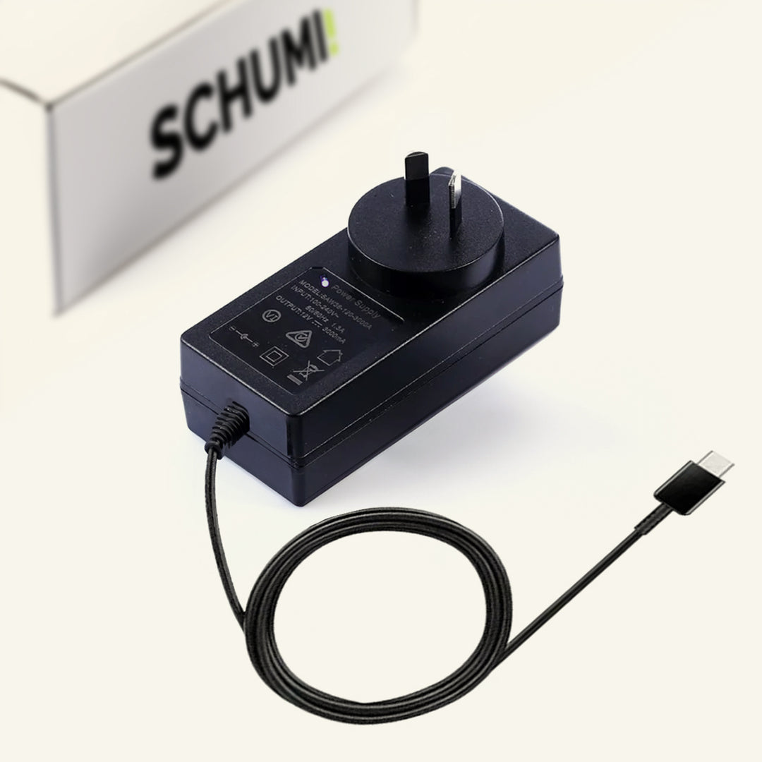 12V/2A Power Supply Adapter with USB-C Output for SCHUMI 360 and Side Door LED Displays