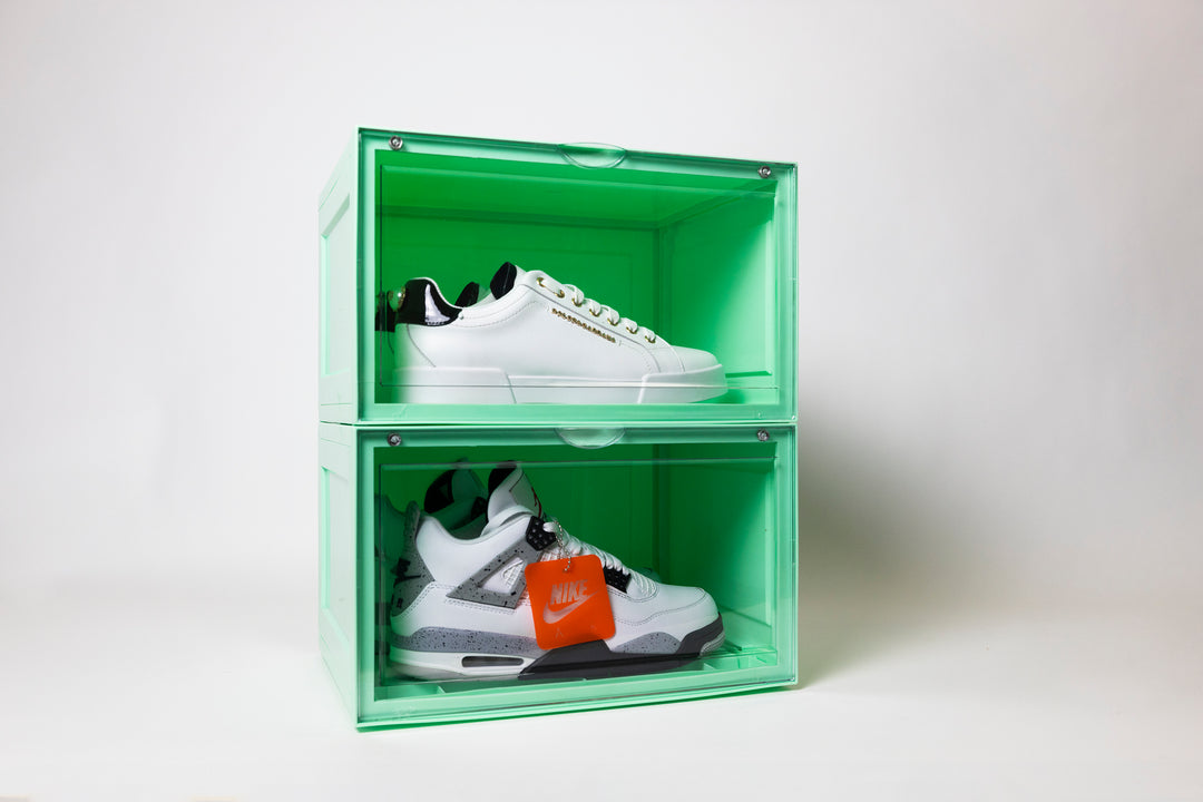 Side Door Sneaker Display Boxes | Green 2 Pack