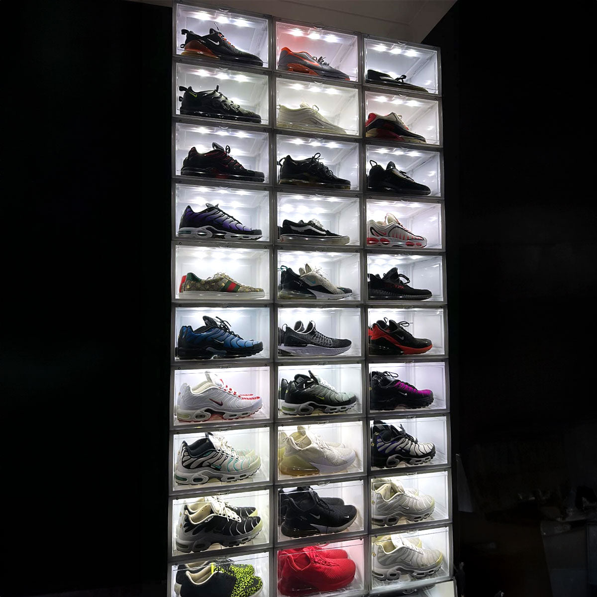 Light up discount shoe display case