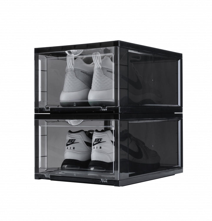 Drop Front Sneaker Display Boxes | Black 2 Pack
