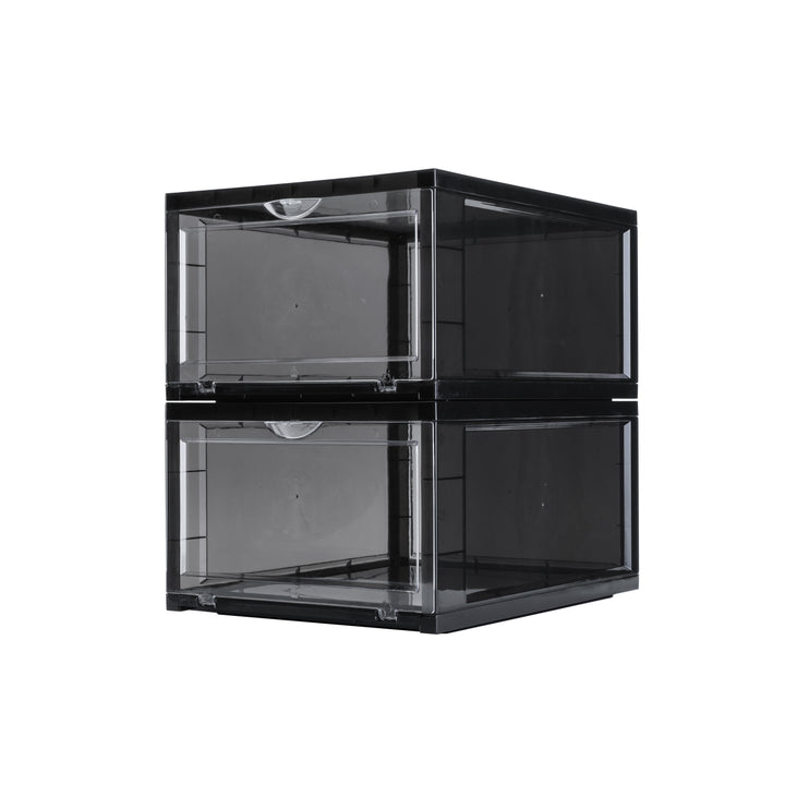 Drop Front Sneaker Display Boxes | Black 2 Pack