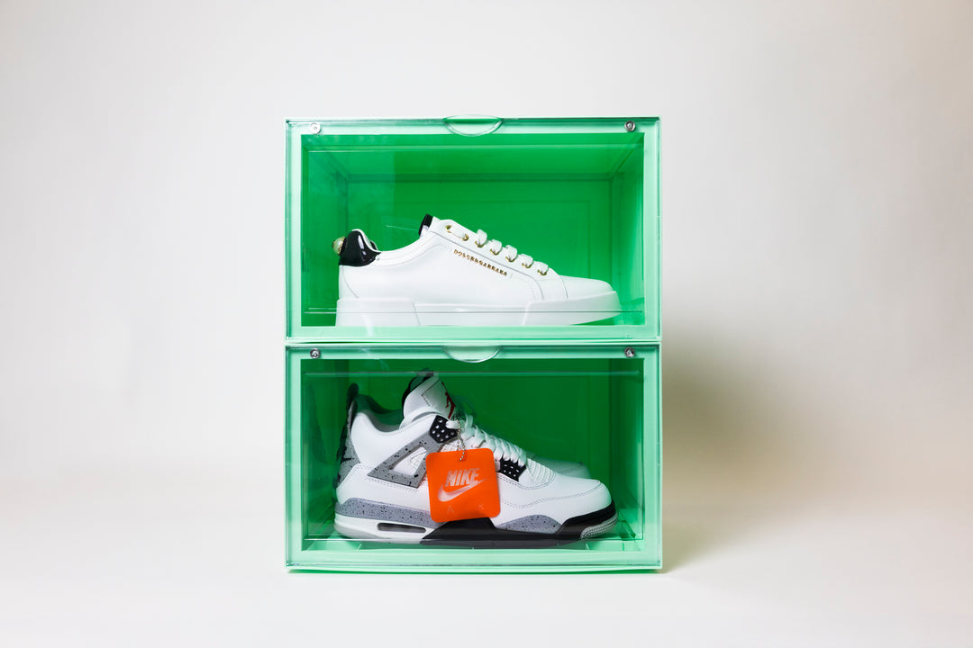Side Door Sneaker Display Boxes | Green 2 Pack