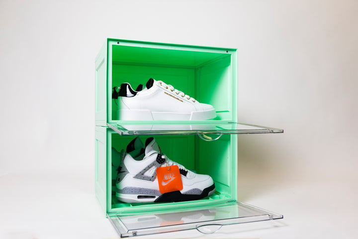 Side Door Sneaker Display Boxes | Green 2 Pack