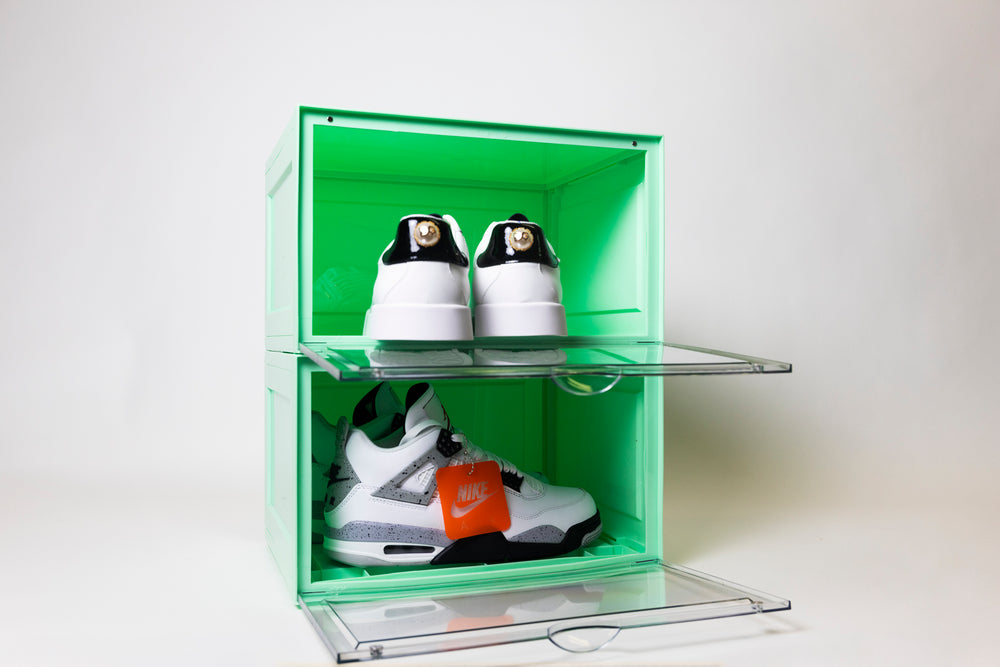 
                  
                    Load image into Gallery viewer, Side Door Sneaker Display Boxes | Green 2 Pack
                  
                
