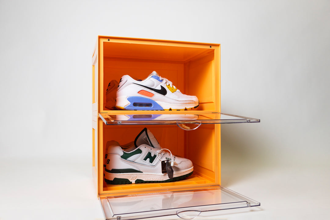 Side Door Sneaker Display Boxes | Orange 2 Pack