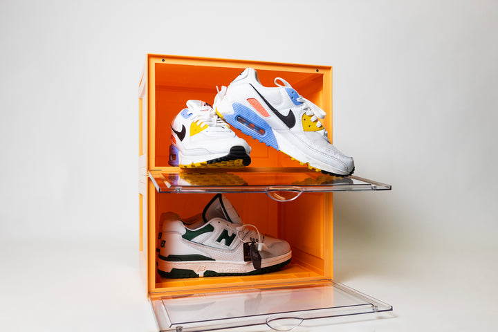 Side Door Sneaker Display Boxes | Orange 2 Pack