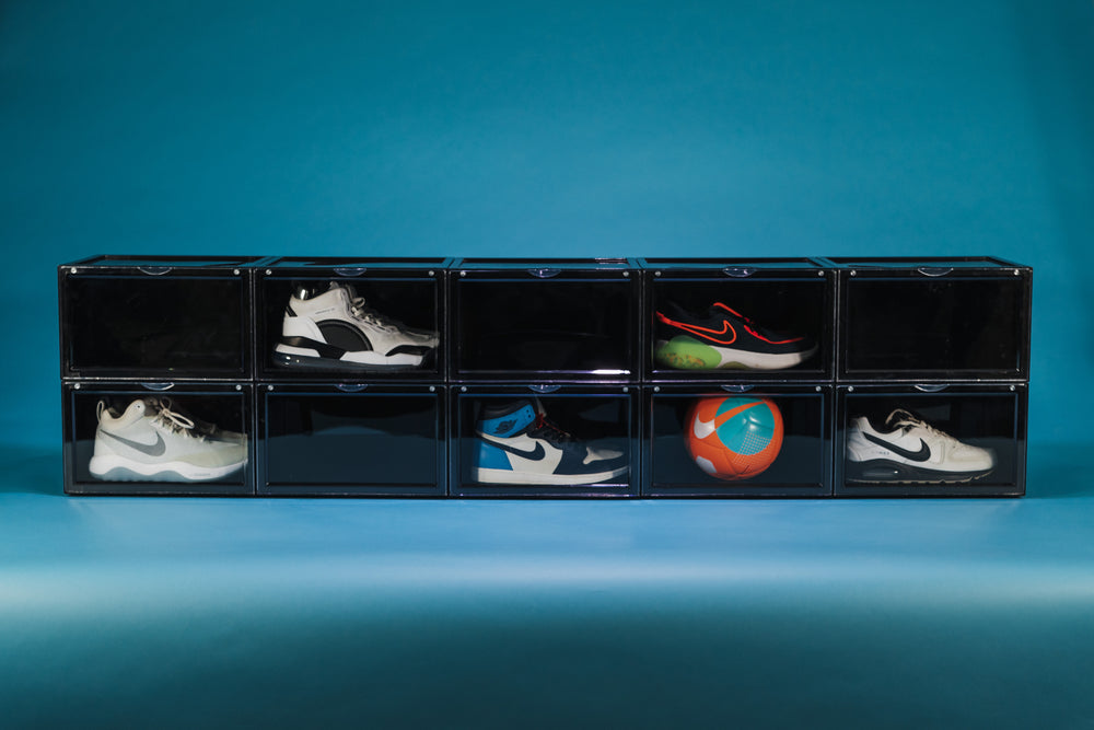 
                  
                    Load image into Gallery viewer, Side Door Sneaker Display Boxes | Black 2 Pack
                  
                
